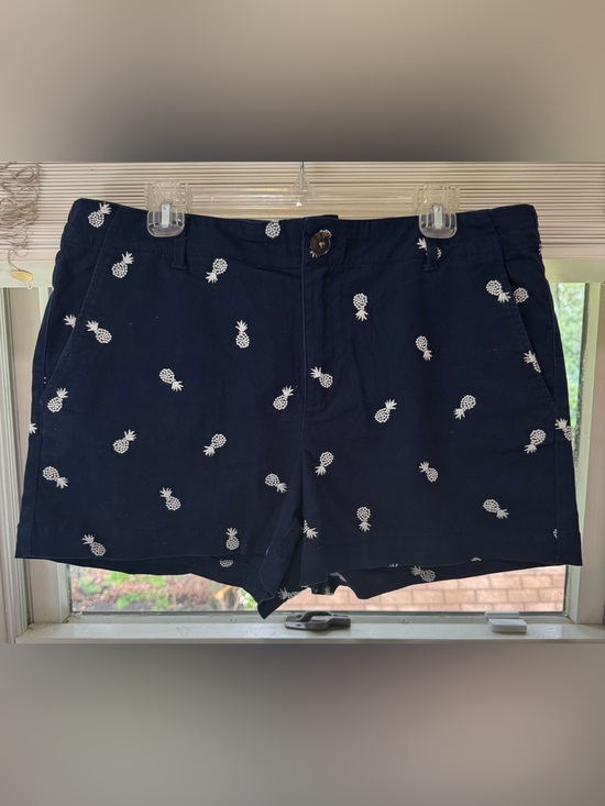 LOFT Pants - LOFT Navy Pineapple Embroidered Flat Front Shorts
